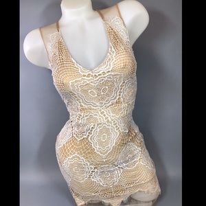 Lace overlay mini dress
